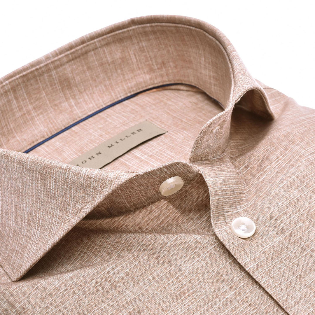 John Miller shirt Tailored fit-100% katoen-HEREN SHIRTS-Bruin