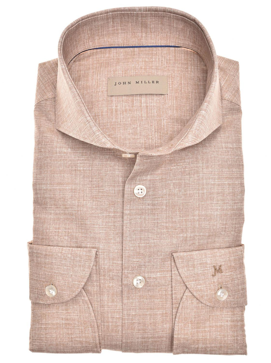 John Miller shirt Tailored fit-100% katoen-HEREN SHIRTS-Bruin