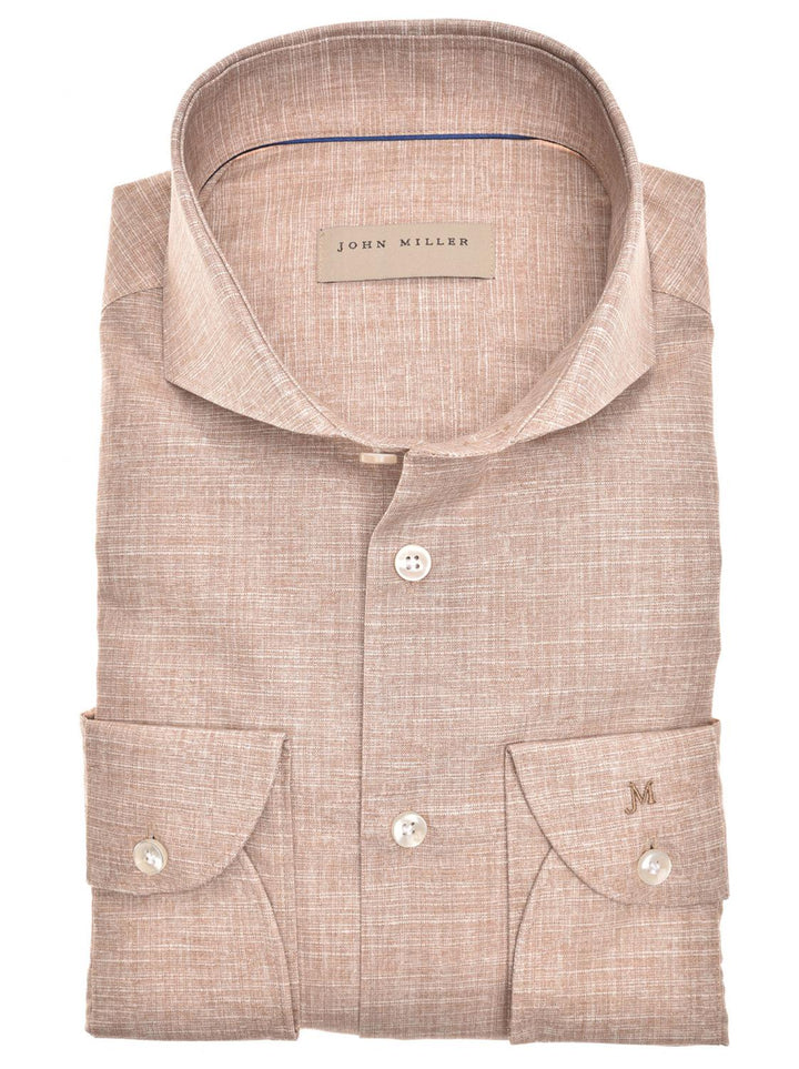 John Miller shirt Tailored fit-100% katoen-HEREN SHIRTS-Bruin