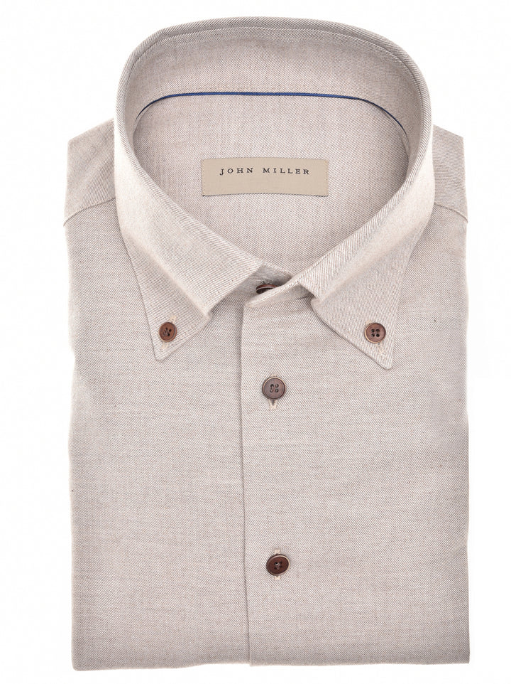 John Miller shirt Tailored fit-100% katoen-HEREN SHIRTS-Bruin