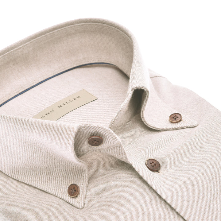 John Miller shirt Tailored fit-100% katoen-HEREN SHIRTS-Bruin