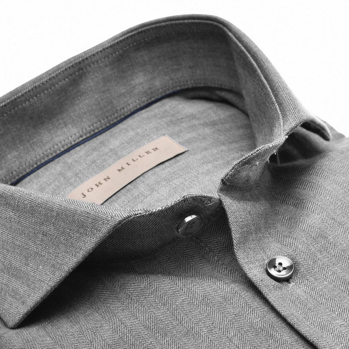 John Miller shirt Tailored fit-100% katoen-HEREN SHIRTS-Grijs