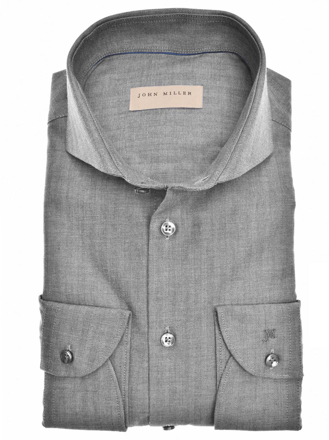 John Miller shirt Tailored fit-100% katoen-HEREN SHIRTS-Grijs