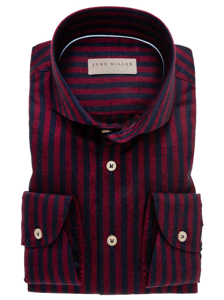 John Miller slim fit-60% katoen<br />40% linnen-HEREN SHIRTS-Rood