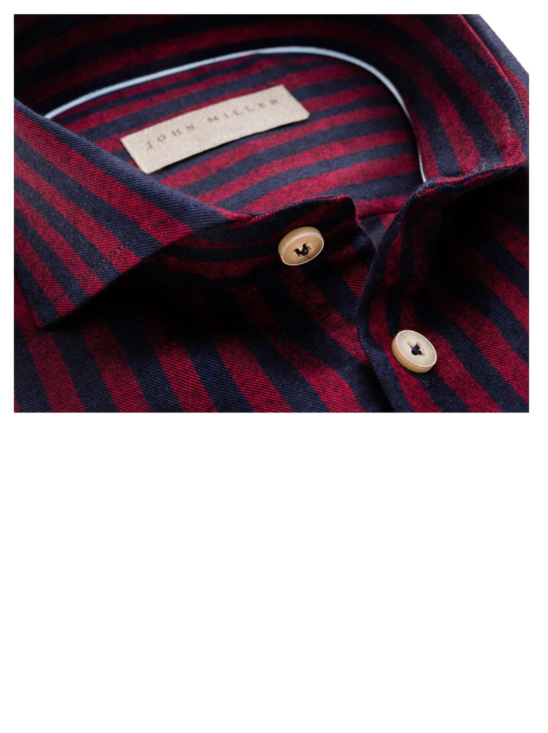 John Miller slim fit-60% katoen<br />40% linnen-HEREN SHIRTS-Rood