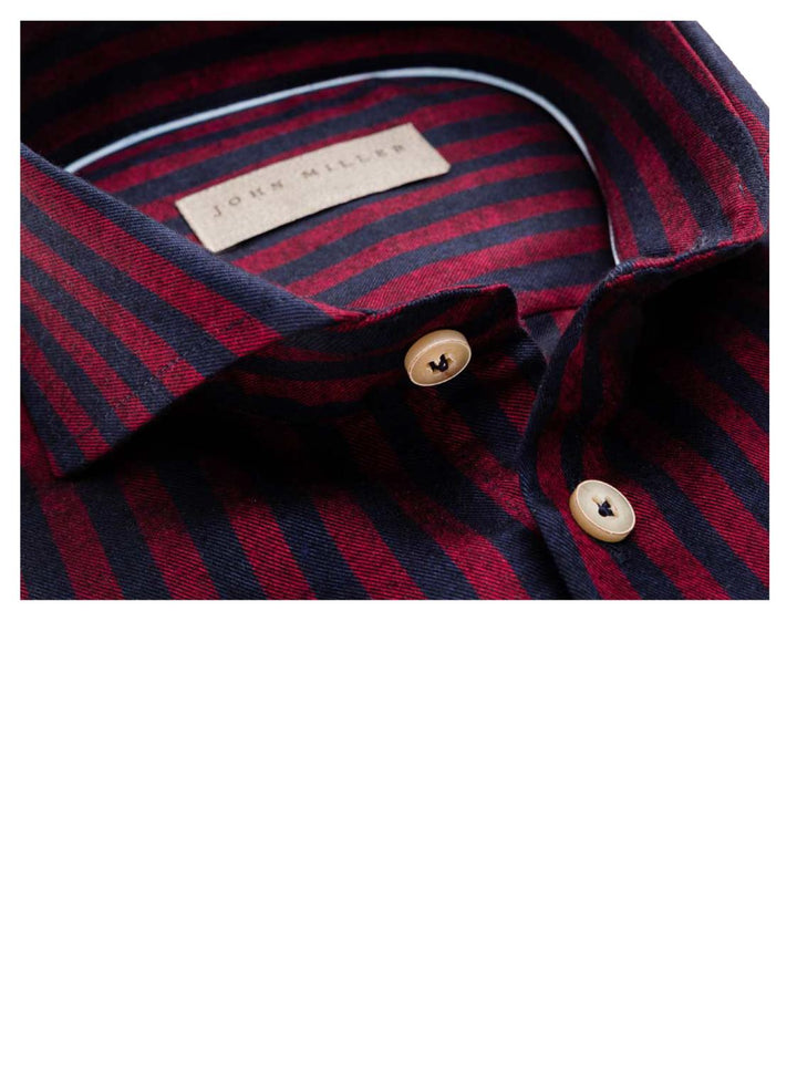 John Miller slim fit-60% katoen<br />40% linnen-HEREN SHIRTS-Rood