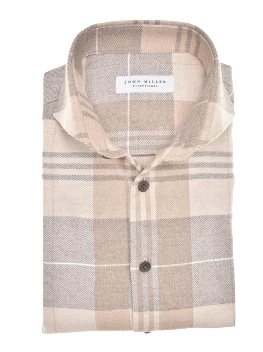 John Miller Slim Fit-95% katoen, 5% wol-HEREN SHIRTS-Beige