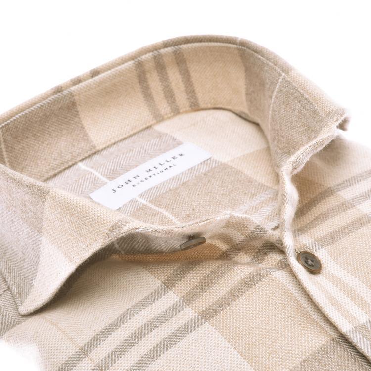 John Miller Slim Fit-95% katoen, 5% wol-HEREN SHIRTS-Beige