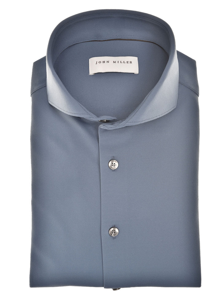 John Miller Slim Fit – Blauw-89% polyamide, 11% elastaan-HEREN SHIRTS-Blauw