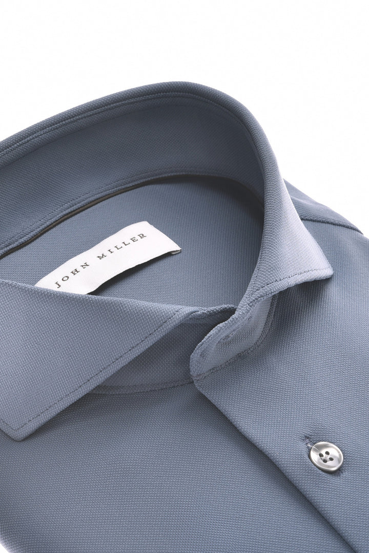 John Miller Slim Fit – Blauw-89% polyamide, 11% elastaan-HEREN SHIRTS-Blauw