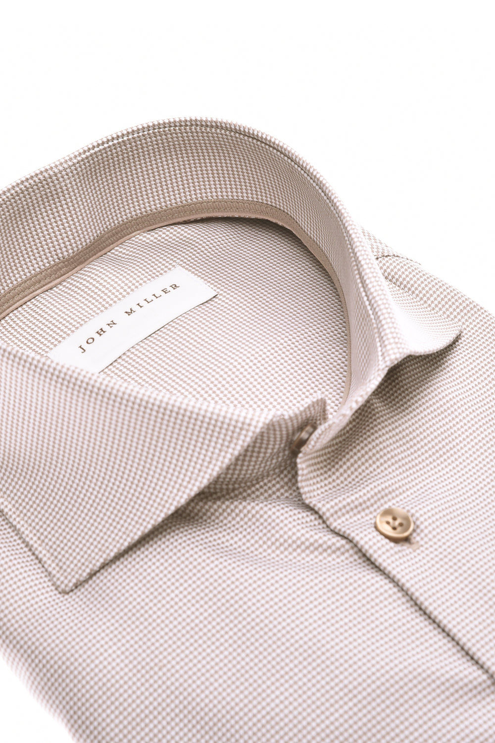 John Miller Slim Fit Business Shirt – Bruin-100% katoen-HEREN SHIRTS-Bruin