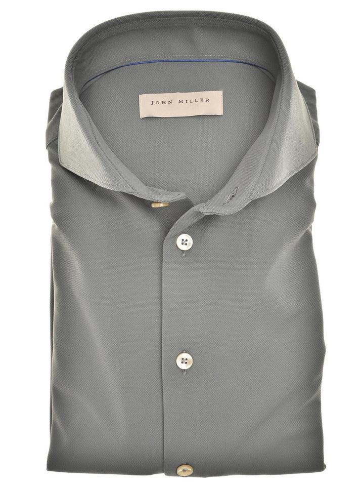 John Miller Slim Fit groen-100 % Katoen-HEREN SHIRTS-Groen