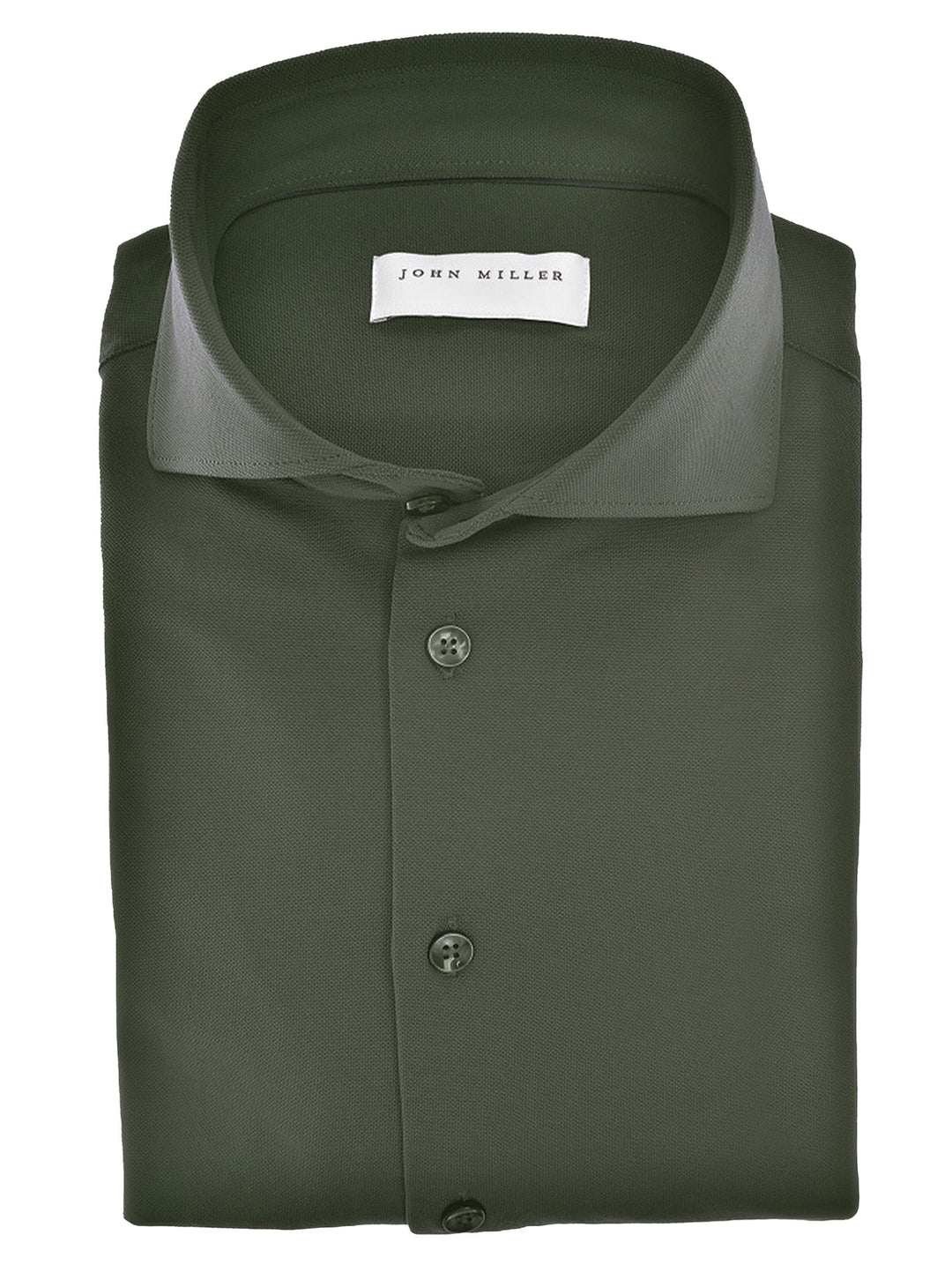 John Miller Slim Fit Hyperstretch Overhemd – Groen-89% polyamide, 11% elastaan-HEREN SHIRTS-Groen