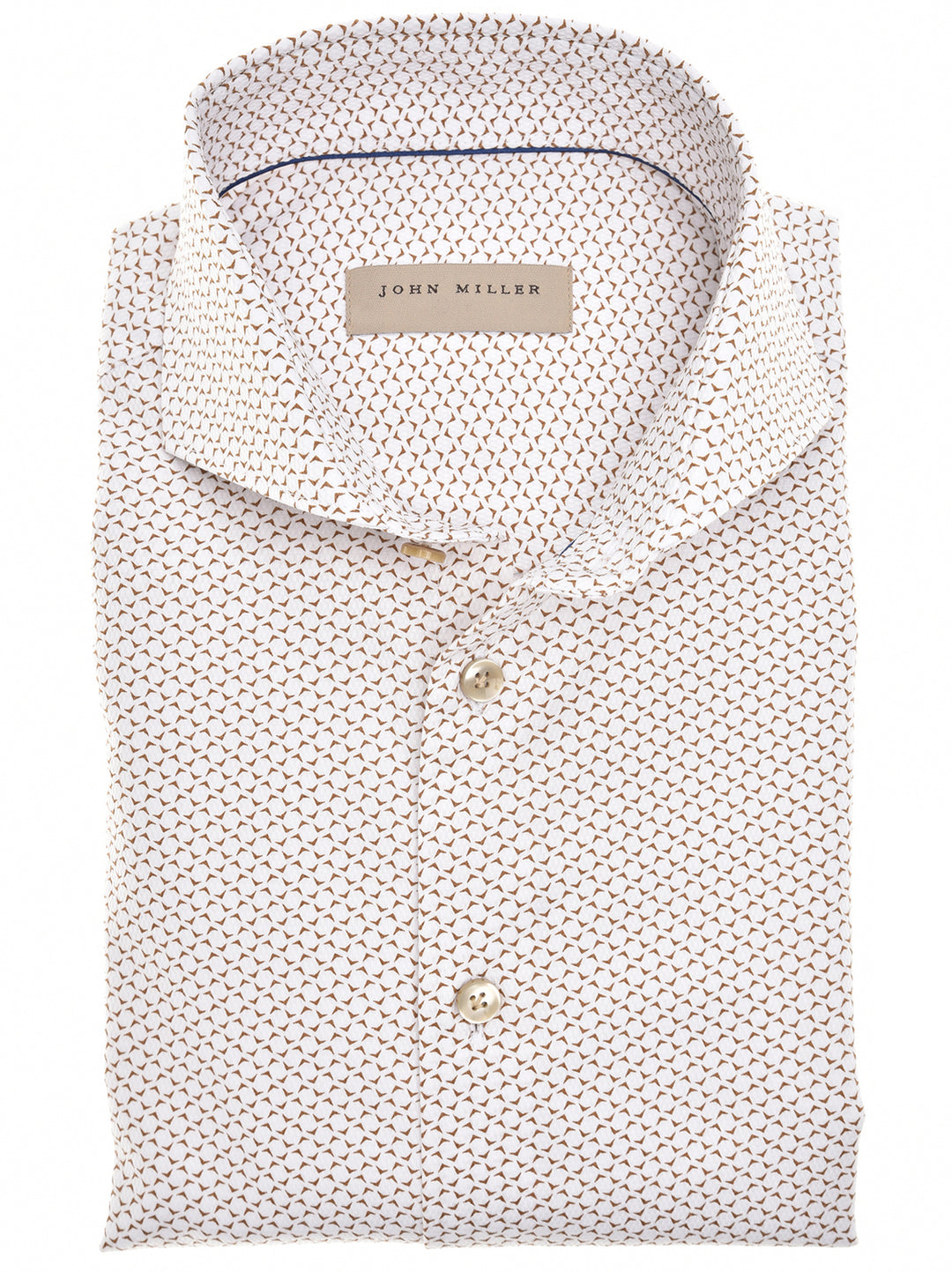 John Miller Slim Fit lichtbruin-100 % Katoen-HEREN SHIRTS-Bruin