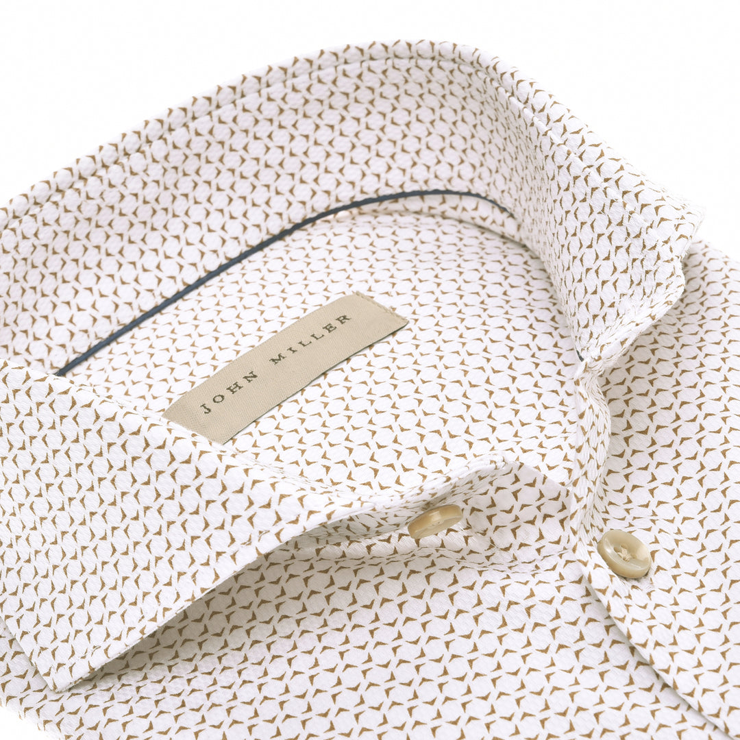 John Miller Slim Fit lichtbruin-100 % Katoen-HEREN SHIRTS-Bruin