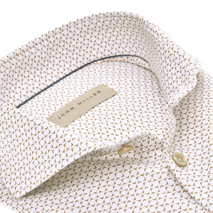 John Miller Slim Fit lichtbruin-100 % Katoen-HEREN SHIRTS-Bruin