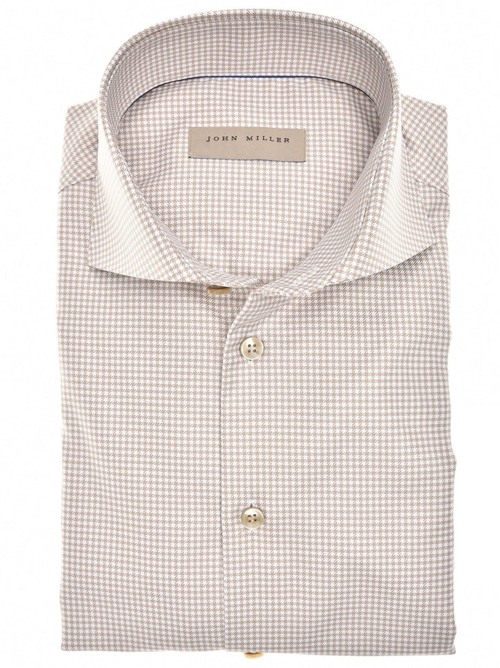 John Miller Slim Fit lichtbruin-100 % Katoen-HEREN SHIRTS-Bruin
