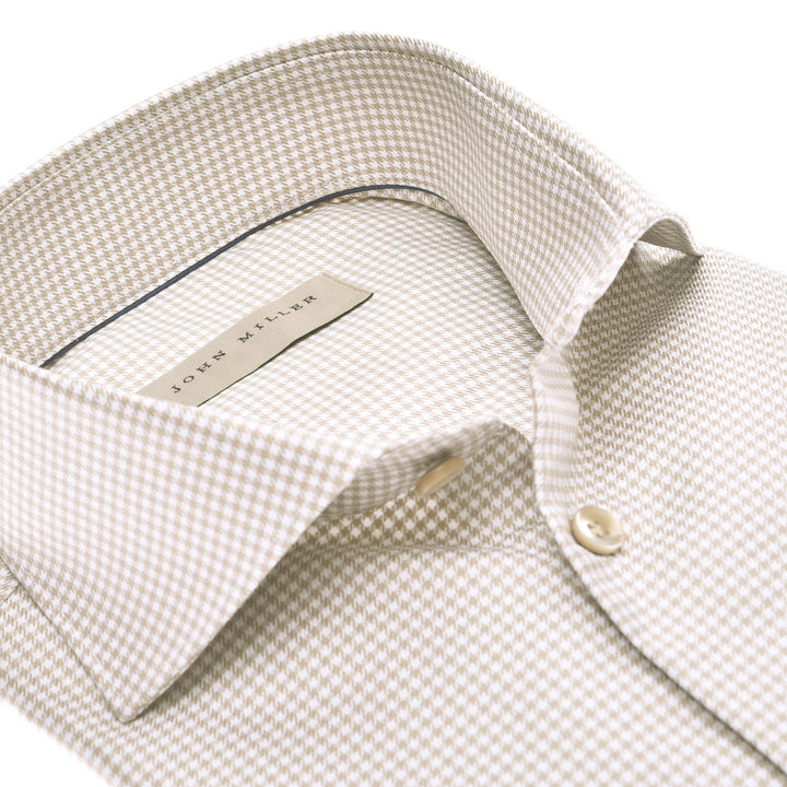 John Miller Slim Fit lichtbruin-100 % Katoen-HEREN SHIRTS-Bruin