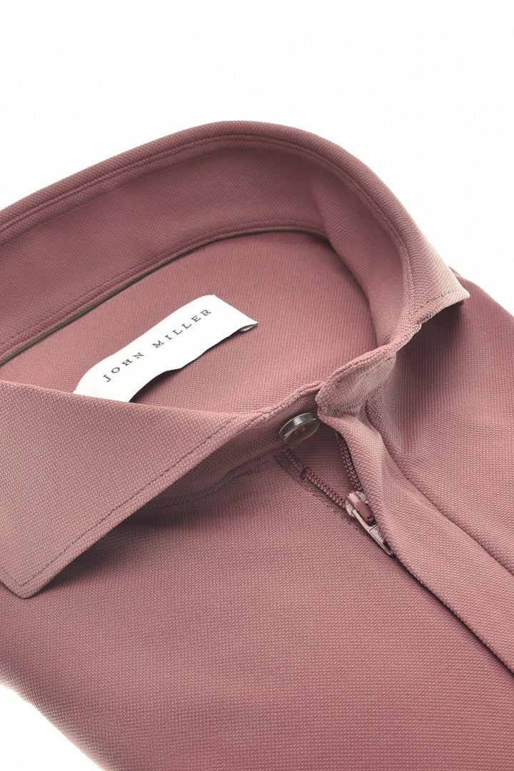 John Miller Slim Fit Long Sleeve Polo – Rood-89% polyamide, 11% elasthaan-HEREN POLO'S & T-SHIRTS-Rood