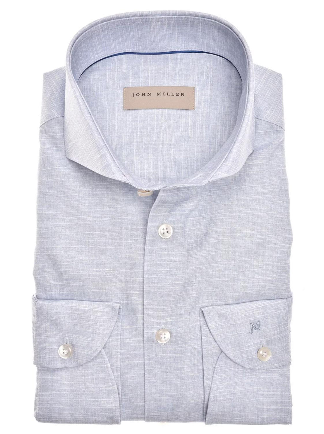 John Miller slim fit overhemd-100% Katoen-HEREN SHIRTS-Blauw