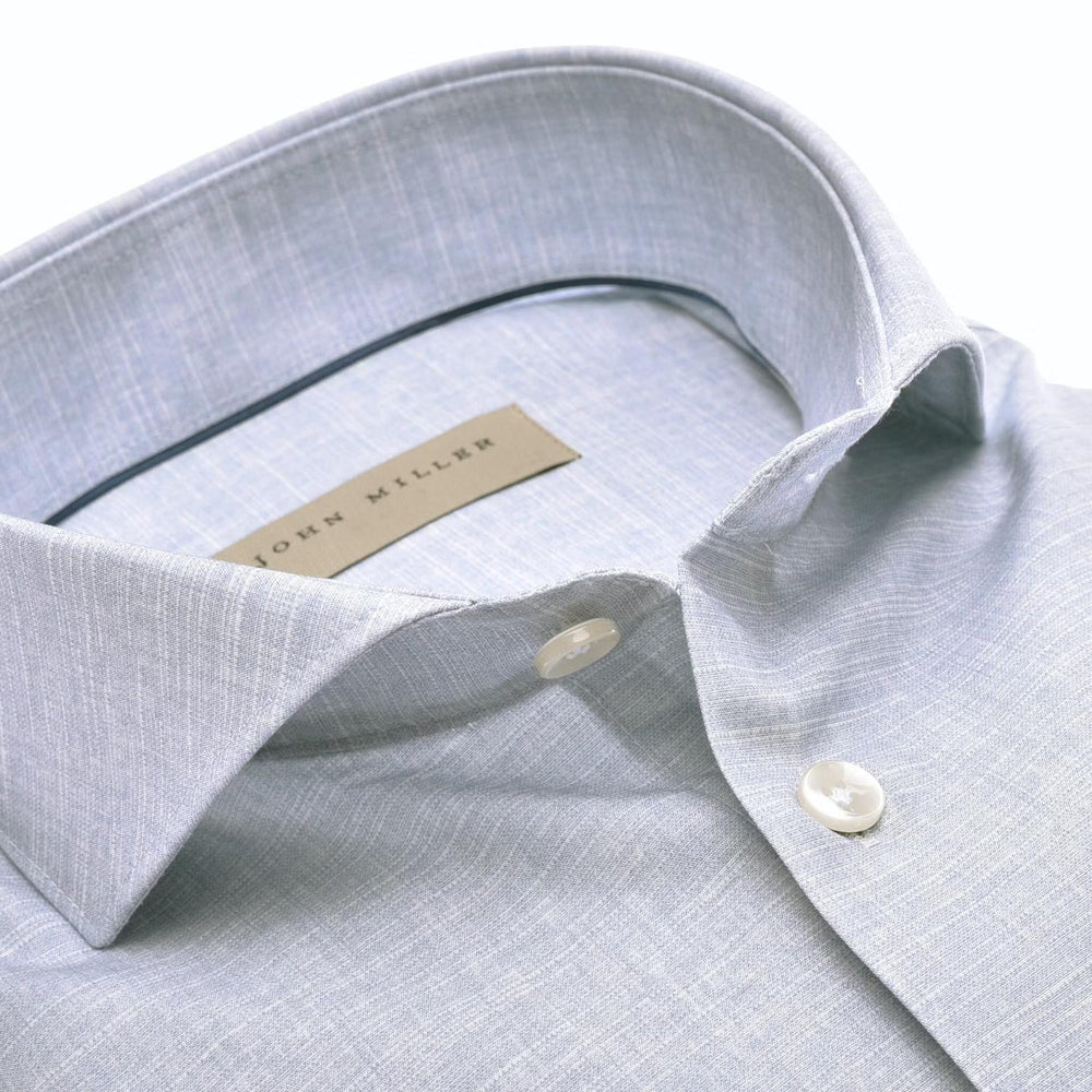 John Miller slim fit overhemd-100% Katoen-HEREN SHIRTS-Blauw