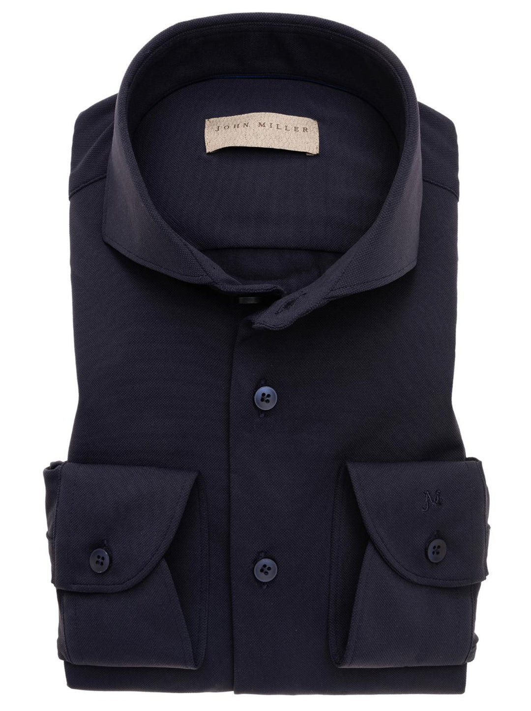 John Miller slim fit overhemd-89% polyamide, 11% elasthaan-HEREN SHIRTS-Blauw