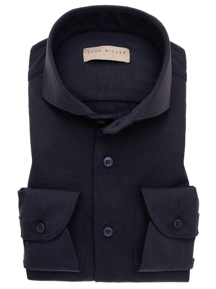 John Miller slim fit overhemd-89% polyamide, 11% elasthaan-HEREN SHIRTS-Blauw