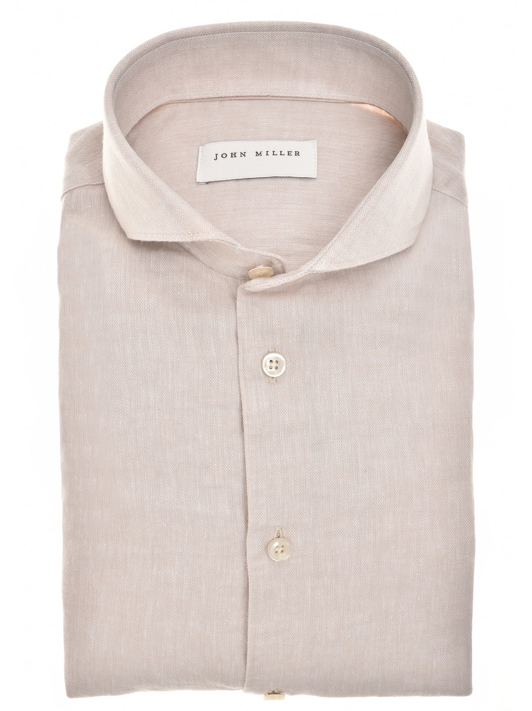 John Miller Slim Fit Overhemd – Beige-55% linnen, 45% katoen-HEREN SHIRTS-Beige