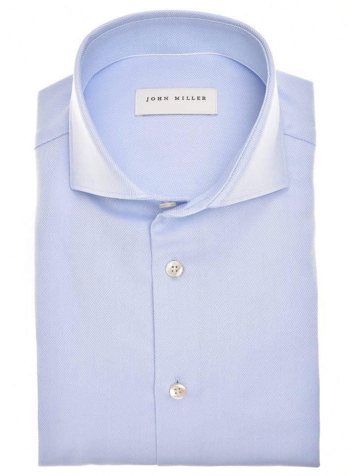 John Miller Slim Fit Overhemd – Blauw-100% katoen-HEREN SHIRTS-Blauw