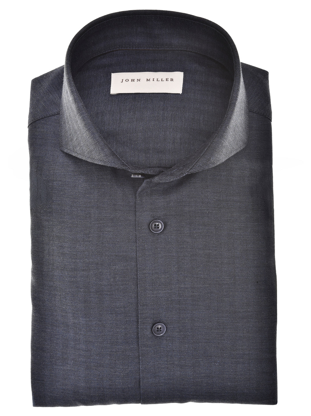 John Miller Slim Fit Overhemd – Blauw-47% lyocell, 43% katoen-HEREN SHIRTS-Blauw