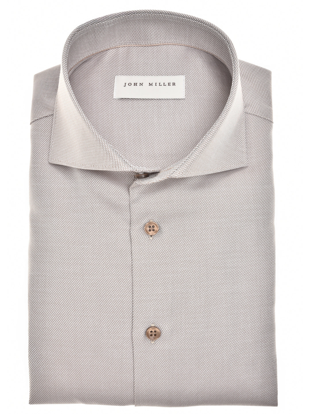 John Miller Slim Fit Overhemd – Bruin-100% katoen-HEREN SHIRTS-Bruin
