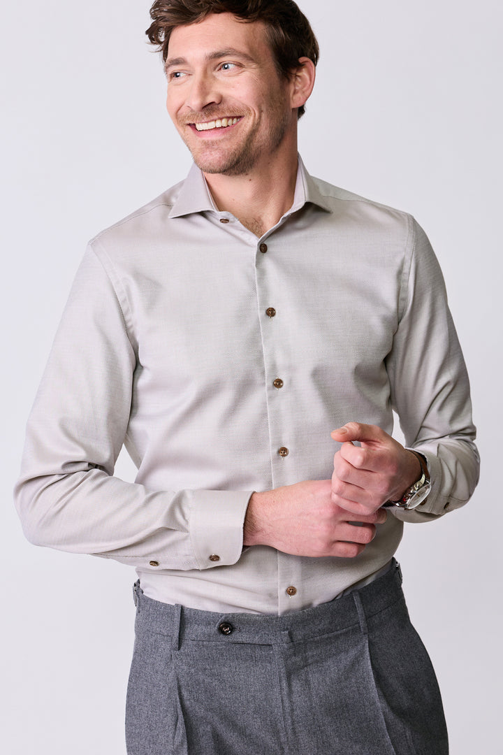 John Miller Slim Fit Overhemd – Bruin-100% katoen-HEREN SHIRTS-Bruin