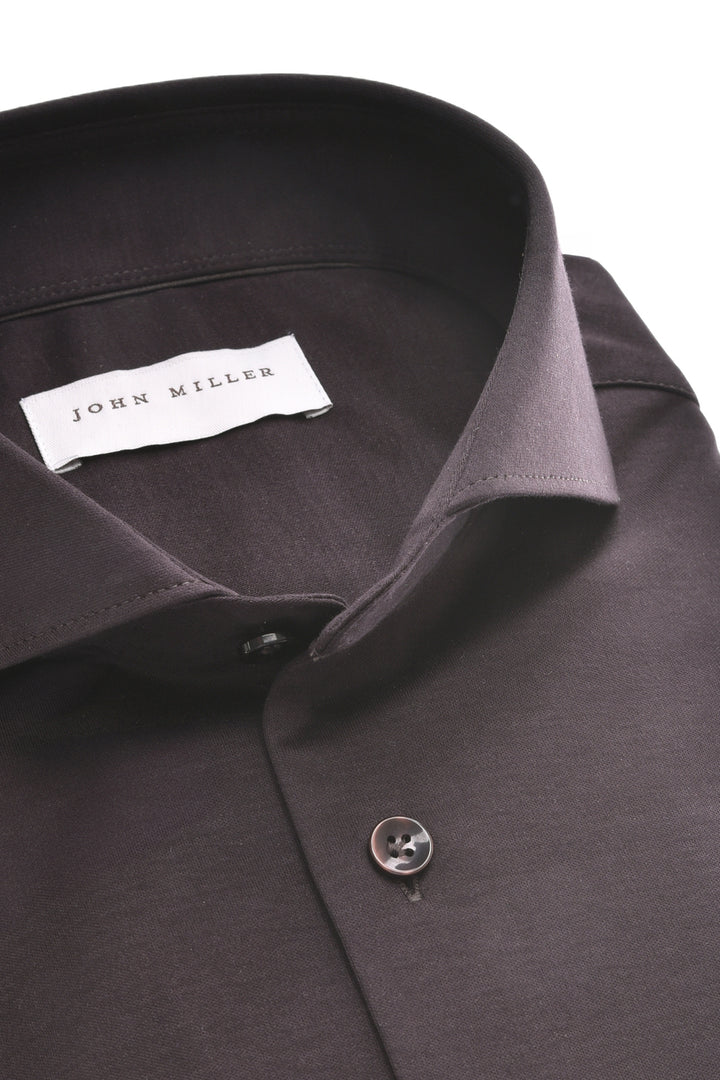 John Miller Slim Fit Overhemd – Bruin-100% katoen-HEREN SHIRTS-Bruin