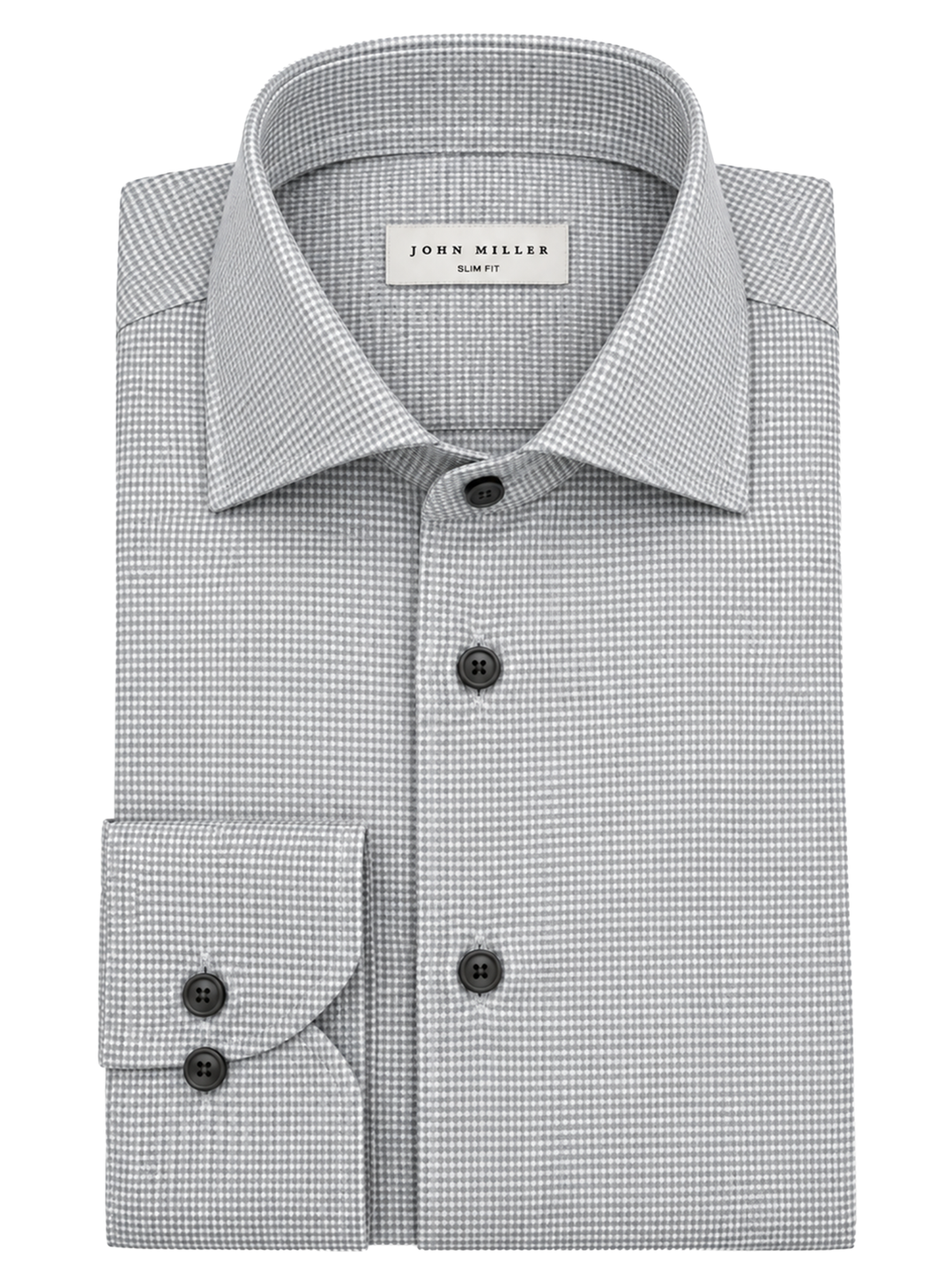 John Miller Slim Fit Overhemd – Grijs-95% katoen, 5% kasjmier-HEREN SHIRTS-Grijs