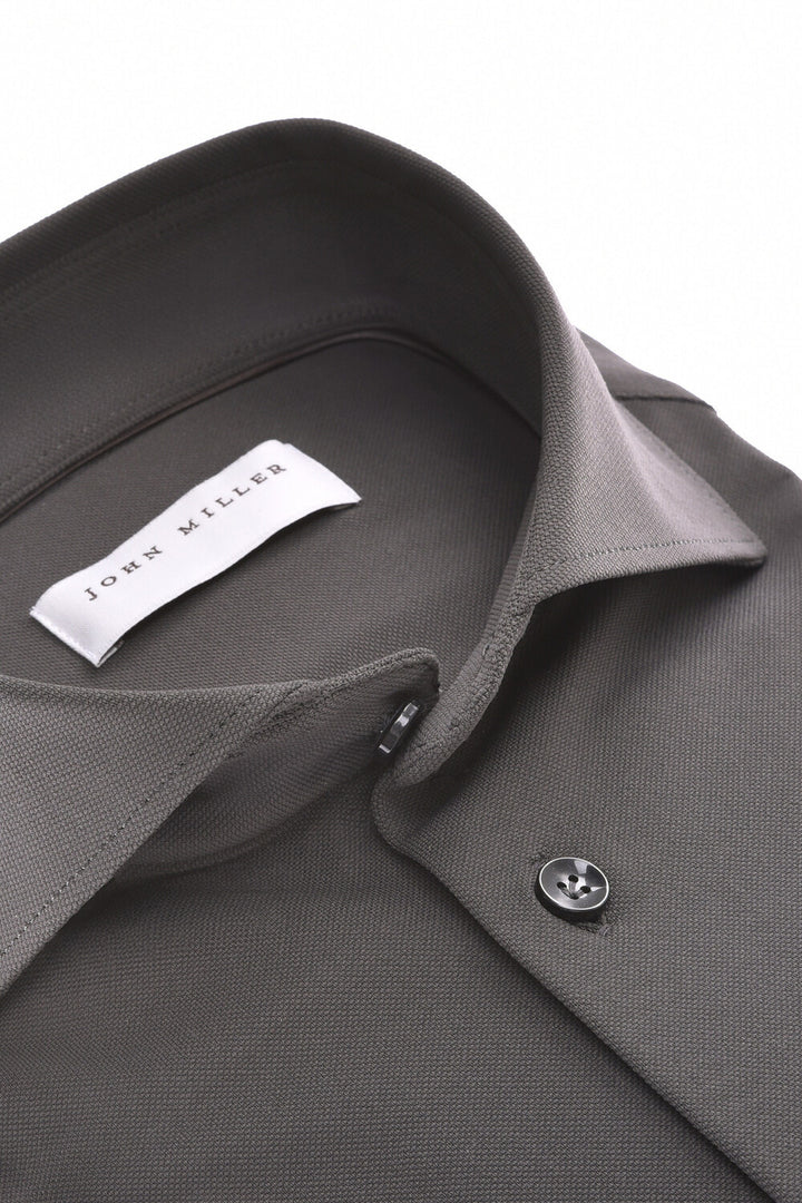 John Miller Slim Fit Overhemd – Groen-89% polyamide, 11% elastaan-HEREN SHIRTS-Groen