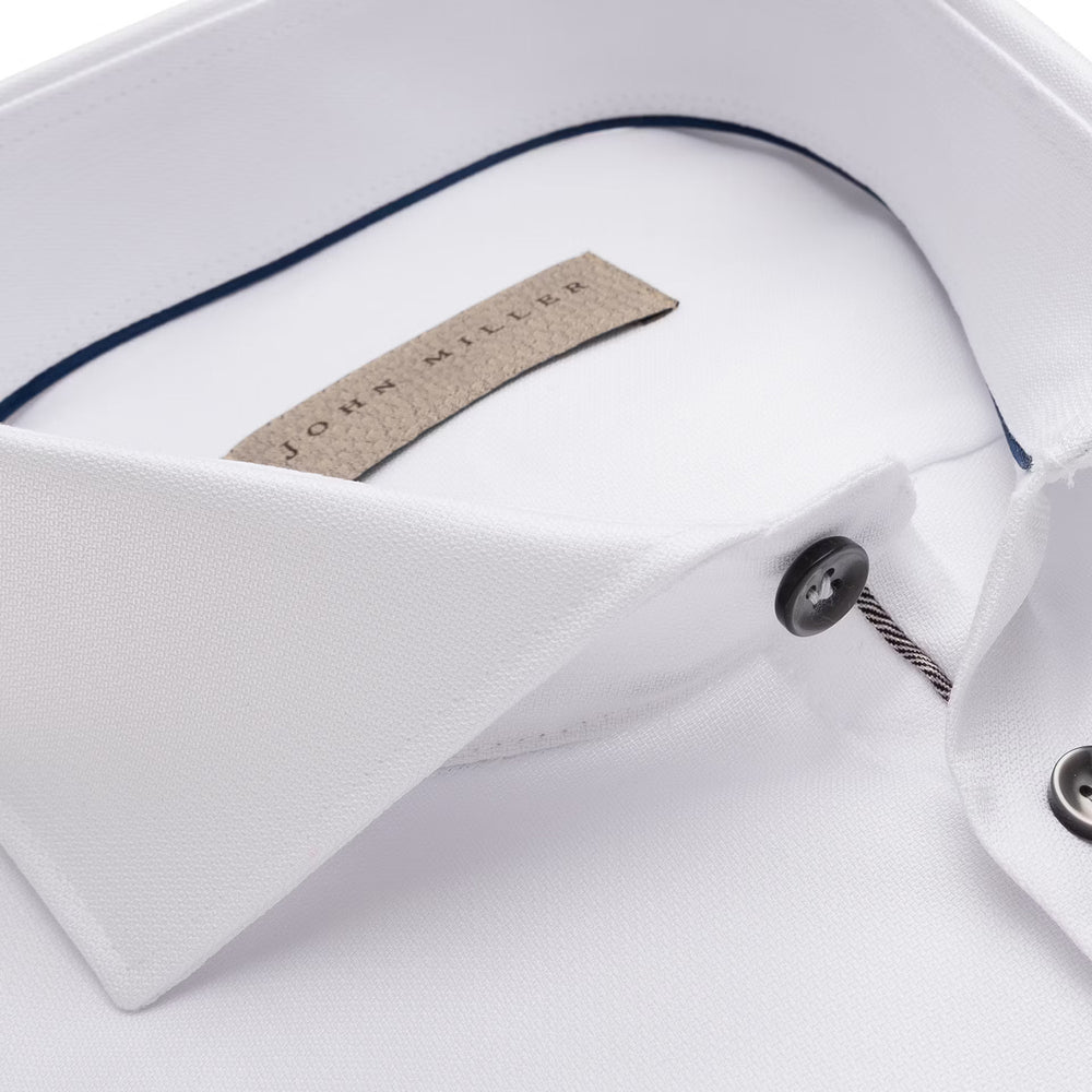 John Miller slim fit overhemd wit-HEREN SHIRTS-Wit