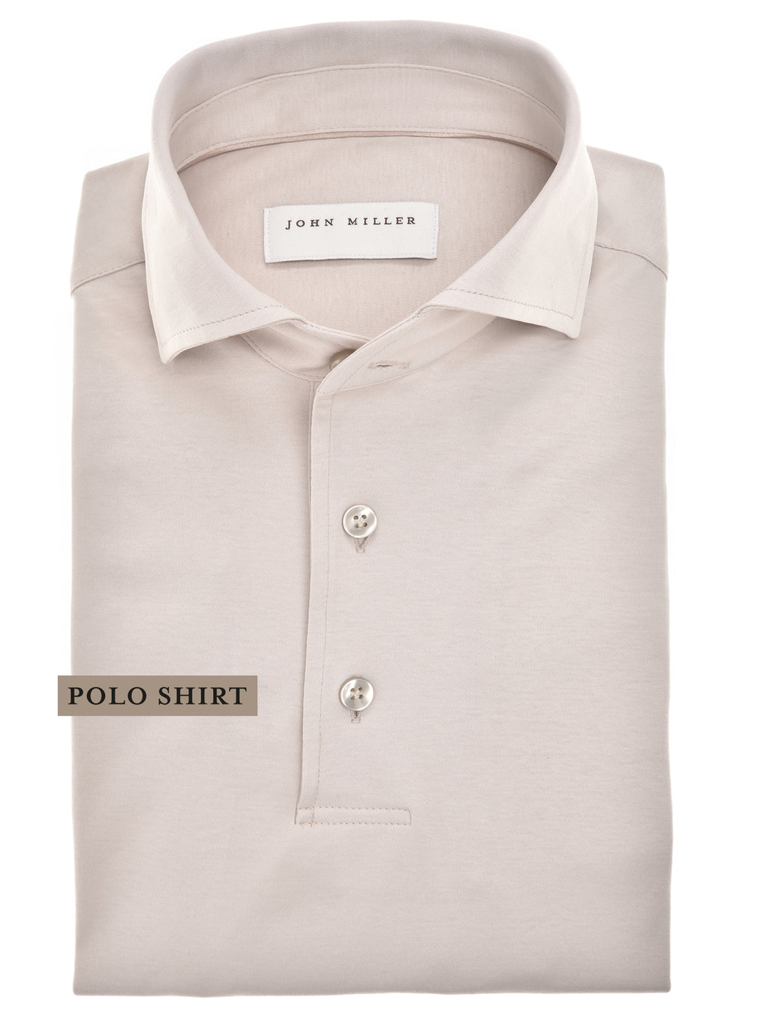 John Miller Slim Fit Polo Lange Mouw – Beige-100% katoen-HEREN POLO'S & T-SHIRTS-Beige
