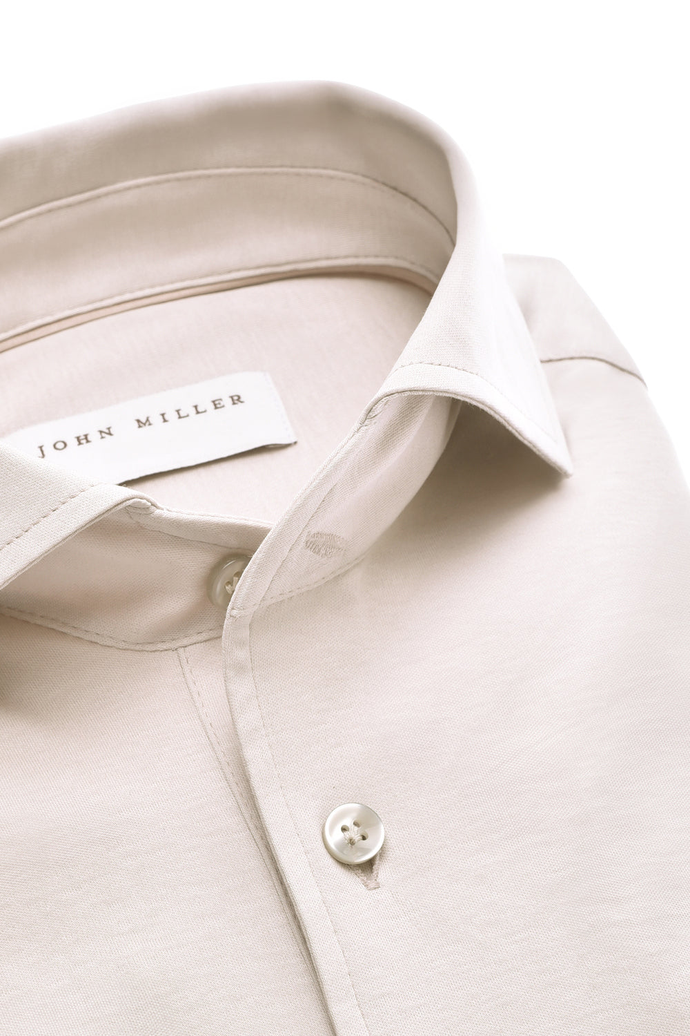 John Miller Slim Fit Polo Lange Mouw – Beige-100% katoen-HEREN POLO'S & T-SHIRTS-Beige
