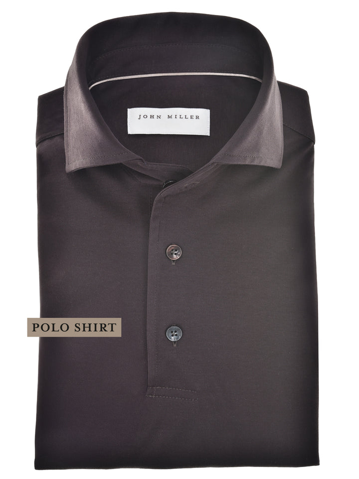John Miller Slim Fit Polo Lange Mouw – Bruin-100% katoen-HEREN POLO'S & T-SHIRTS-Bruin