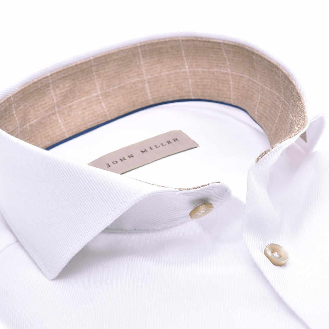 John miller slim fit shirt-100% Katoen-HEREN SHIRTS-Wit