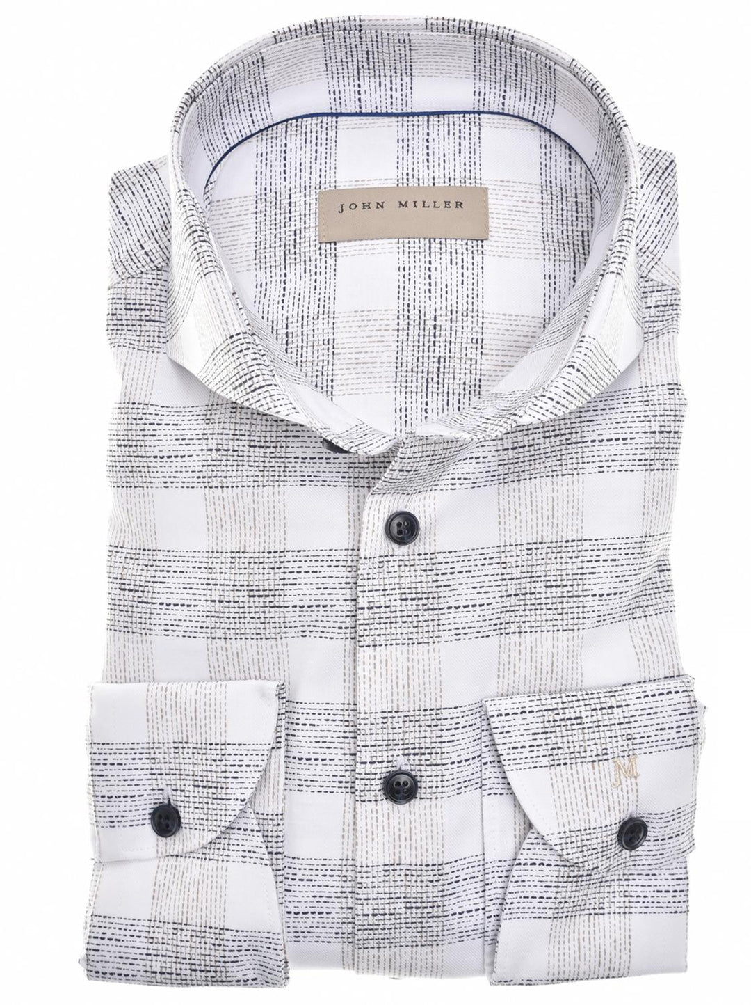John Miller slim fit shirt-100% katoen-HEREN SHIRTS-Wit