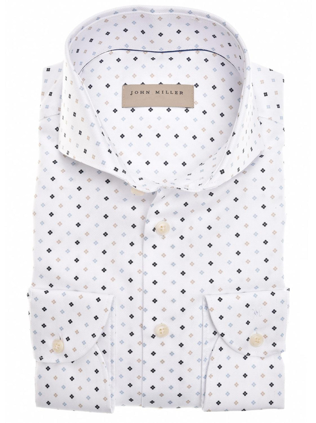 John Miller slim fit shirt-100% katoen-HEREN SHIRTS-Wit