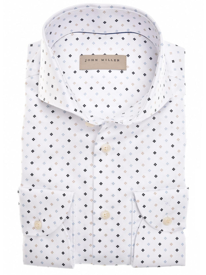 John Miller slim fit shirt-100% katoen-HEREN SHIRTS-Wit