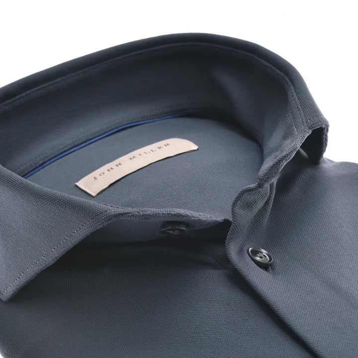 John Miller slim fit shirt-89% polyamide, 11% elasthaan-HEREN SHIRTS-Blauw