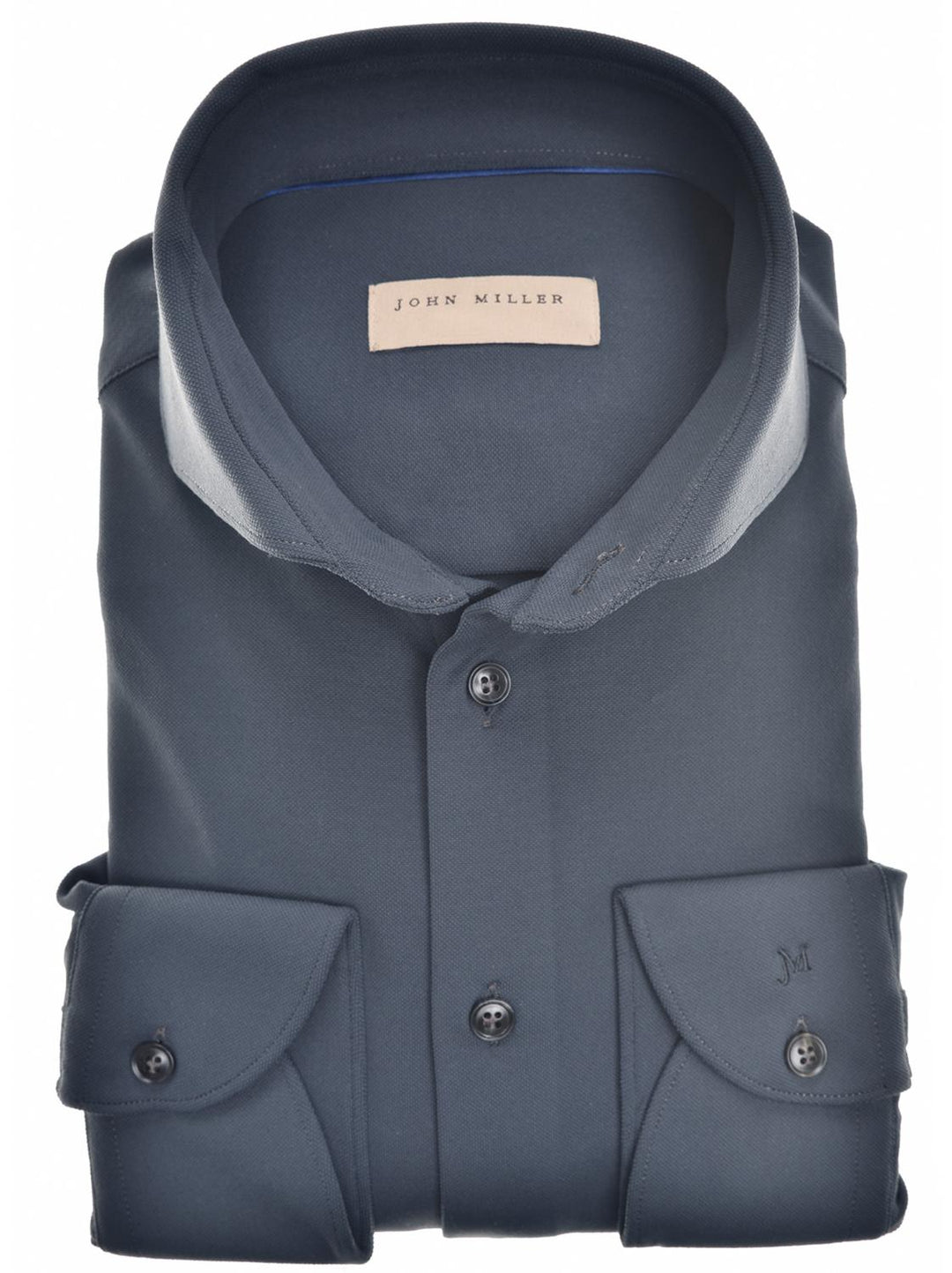 John Miller slim fit shirt-89% polyamide, 11% elasthaan-HEREN SHIRTS-Blauw