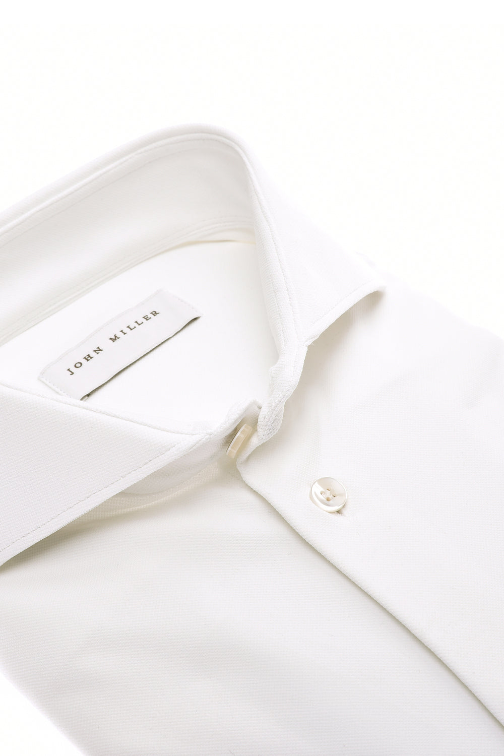 John Miller Slim Fit  – Wit-89% polyamide, 11% elastaan-HEREN SHIRTS-Wit