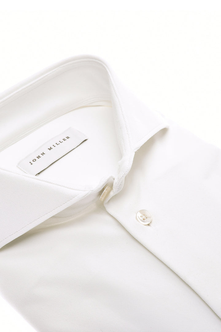 John Miller Slim Fit  – Wit-89% polyamide, 11% elastaan-HEREN SHIRTS-Wit