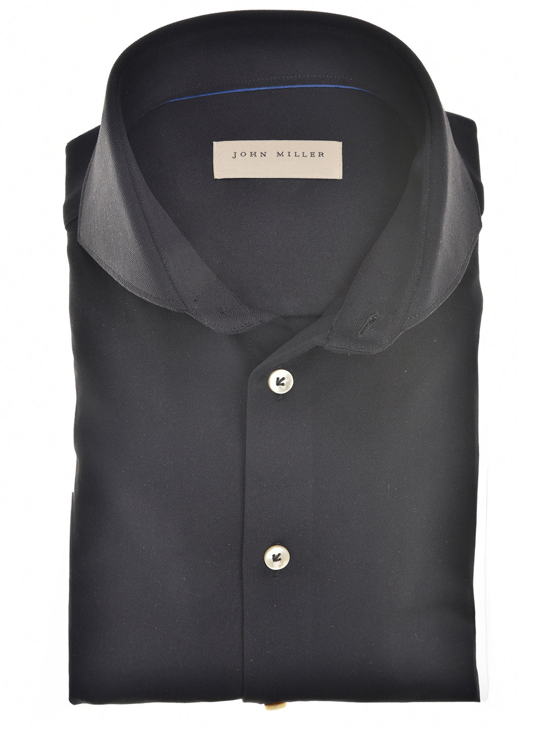 John Miller Slim Fit zwart-100 % Katoen-HEREN SHIRTS-Zwart