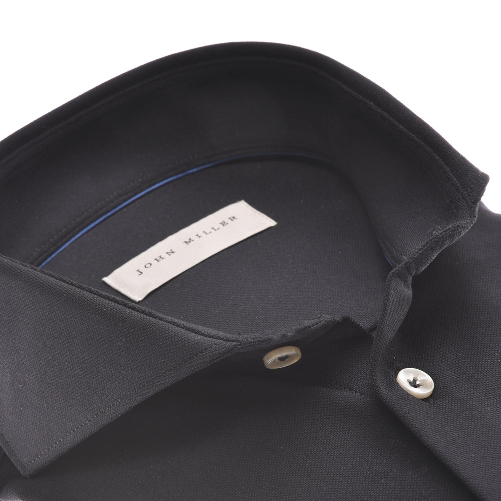 John Miller Slim Fit zwart-100 % Katoen-HEREN SHIRTS-Zwart