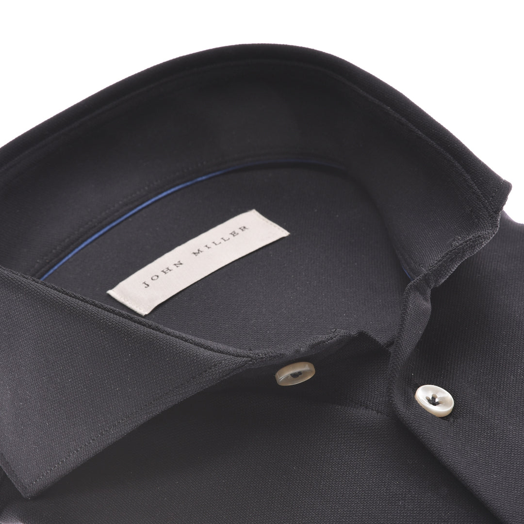 John Miller Slim Fit zwart-100 % Katoen-HEREN SHIRTS-Zwart